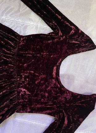 Сукня вельветова бордова4 фото