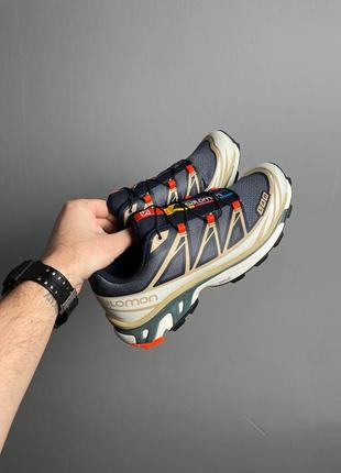 Мужские текстильные кроссовки salomon xt-6 black beige orange5 фото