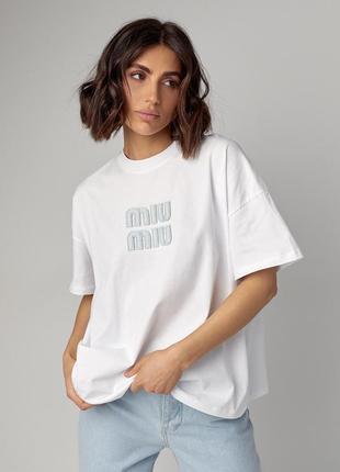 Женская футболка с нашивкой miu miu4 фото