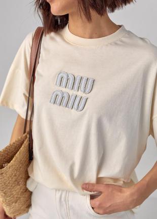 Женская футболка с нашивкой miu miu9 фото