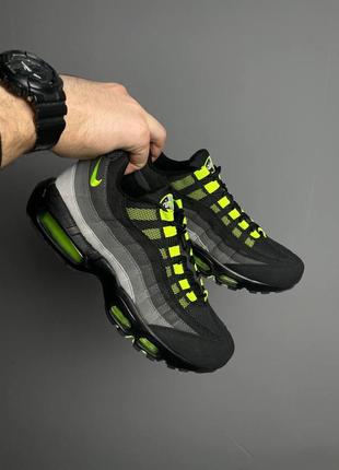 Мужские кроссовки nike air max 95 black grey green1 фото