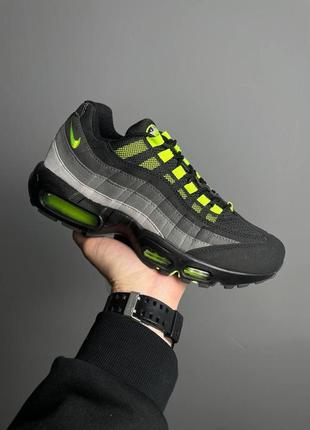 Мужские кроссовки nike air max 95 black grey green2 фото