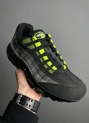 Мужские кроссовки nike air max 95 black grey green3 фото