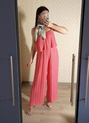 Нарядный комбинезон италия, комбинезон с широкими штанинами, палаццо, яркое платье zara1 фото