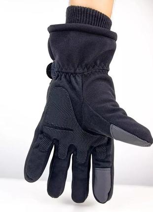 Тактические зимние перчатки полнопалые с флисом черный размер l ammunation9 фото