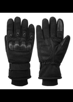Тактические зимние перчатки полнопалые с флисом черный размер l ammunation5 фото