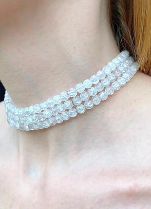 Ожерелье-чокер сахарный кварц матовый