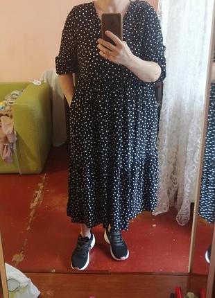 Стильное вискозное ярусное платье l