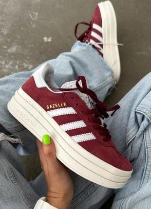 Adidas gazelle bold platform burgundy