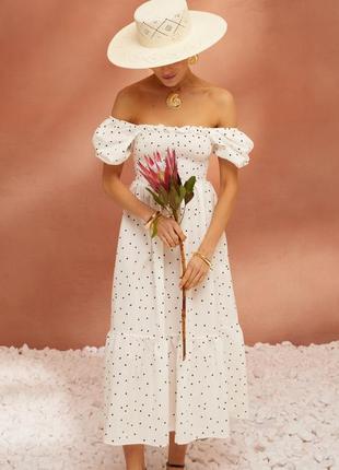 Біла або бежева сукня сарафан рукав ліхтарик 901233