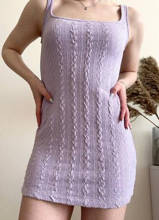 Платье мини вязаное лиловое bershka4 фото