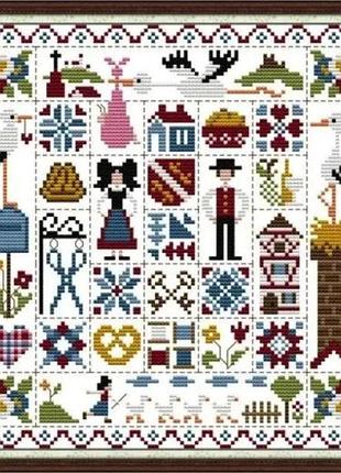 Набір для вишивання за нанесеною на канву схемою "mending and sewing". aida 14ct printed 28*28 см