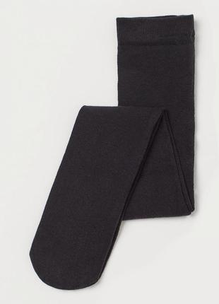 Колготки 134-140 см (8-10 years)   бавовняні однотонні для дівчинки h&m 0293433055 чорний 56659
