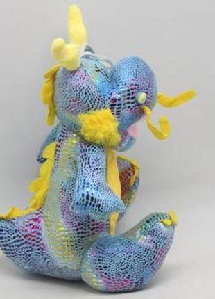 Мягкая игрушка "дракон", голубой (30 см)2 фото