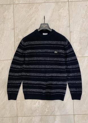 Черный свитер джемпер lacoste в полосы свитшот вязаный4 фото