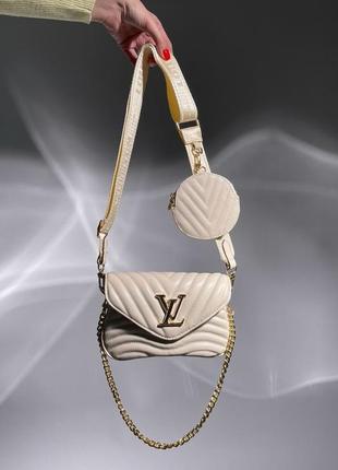 Женская сумка кросс боди бежевая модная брендовая ks46
