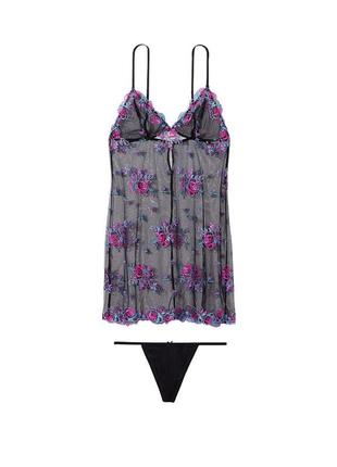 Нічна сорочка з вишивкою "троянда" victoria's secret floral embroidery sheer mesh slip3 фото