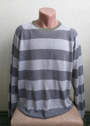 Брендовый свитер. пуловер. реглан в полоску. серый, хаки.4 фото