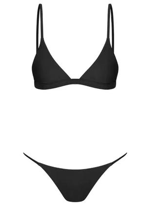 Чёрный купальник женский раздельный, купальник на высокой посадке, купальник с высокими плавками модный6 фото
