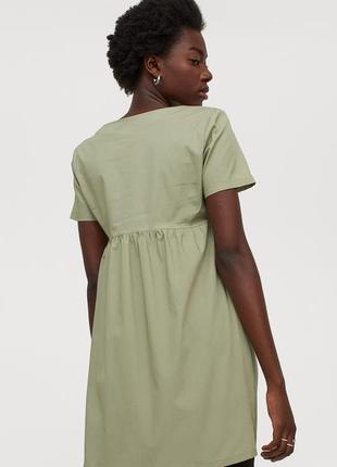 Фірмова бавовняна, легка сукня oversize оливкового кольору, р. 38 (s-m).3 фото