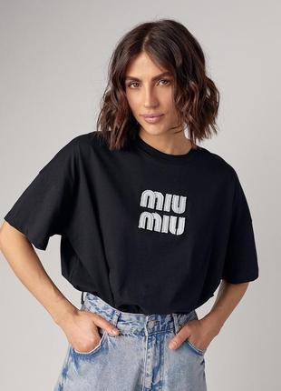 Женская футболка с нашивкой miu miu