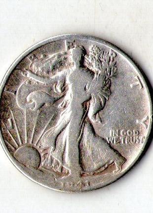 Сша ½ долара 1941 рік срібло 12.5 гр. 900 пр. walking liberty №18462 фото