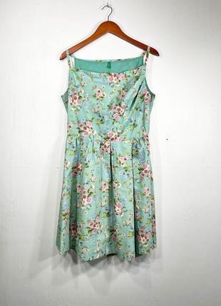 Бавовняна сукня квіти плаття на бретелях зелена сукня коротке плаття квіти vintage floral dress6 фото