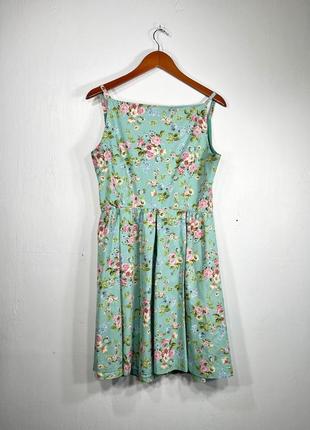 Бавовняна сукня квіти плаття на бретелях зелена сукня коротке плаття квіти vintage floral dress4 фото