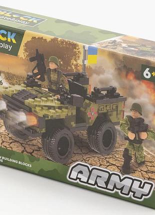 Конструктор пластиковый бронированная машина джип пво против шахедов 122 деталей iblock 22х4,5х14 см