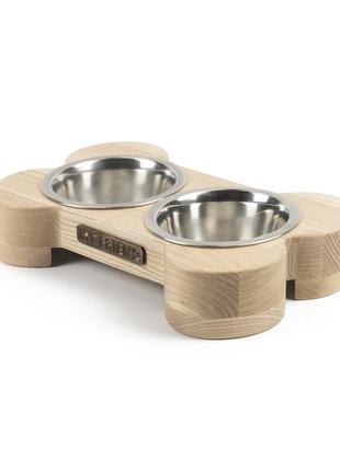 Годівниця для собак 2-350 ясень колір венге (нержавійка)