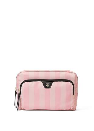 Косметичка в рожеву смужку victoria´s secret travel makeup pouch