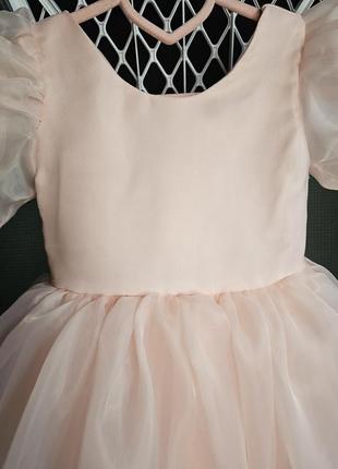 Дитяча пишна ошатка святкова рожева легенька сукня для дівчинки на свято випускний 98 104 110 116 122 1287 фото