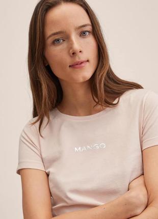 Футболка mango, футболка лого, футболка с логотипом mango хлопок, футболка хлопок1 фото