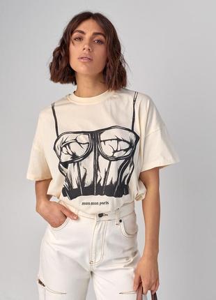 Женская футболка с принтом в виде корсета5 фото