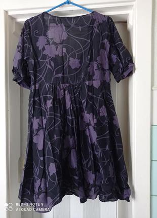 Платье коттон-шелк в фиолетовых цветах4 фото