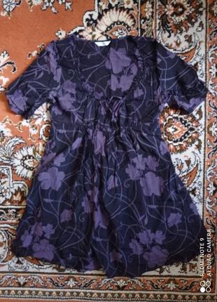 Платье коттон-шелк в фиолетовых цветах8 фото
