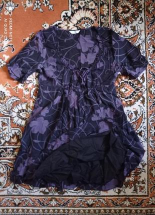 Платье коттон-шелк в фиолетовых цветах10 фото