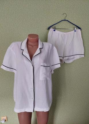 Белая всесезон пижама h&amp;m женская пижама с льном7 фото