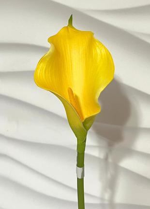 Искусственная ветвь, калла латексная, цвет желтый, 53 см цветы премиум-класса, для интерьера, декора, фотозоны