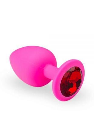 Анальний корок, pink silicone ruby, l