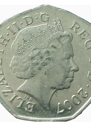 Великобритания 50 пенсов, 2007  королева елизавета ii 100 лет со дня основания скаутского движения №18442 фото