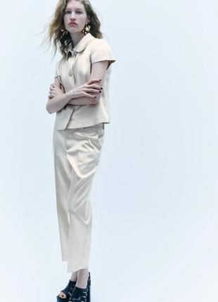 Атласний топ бежевий zara new2 фото