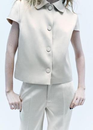 Атласний топ бежевий zara new3 фото