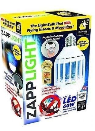 Світлодіодна протимоскітна лампа 2 у 1 zapp light | лампочка знищувач комарів2 фото