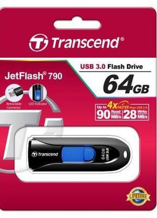 Usb флеш накопичувач transcend 64gb jetflash 790 usb 3.0 (ts64gjf790k)