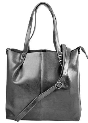 Женская повседневаная кожаная сумка 30х31х12 см eterno серый (2000002072201)2 фото
