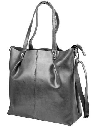 Женская повседневаная кожаная сумка eterno 30х31х12 см серый cl0106209