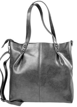Женская повседневаная кожаная сумка 30х31х12 см eterno серый (2000002072201)3 фото