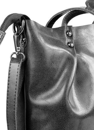 Женская повседневаная кожаная сумка 30х31х12 см eterno серый (2000002072201)6 фото