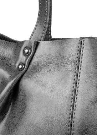 Женская повседневаная кожаная сумка 30х31х12 см eterno серый (2000002072201)8 фото